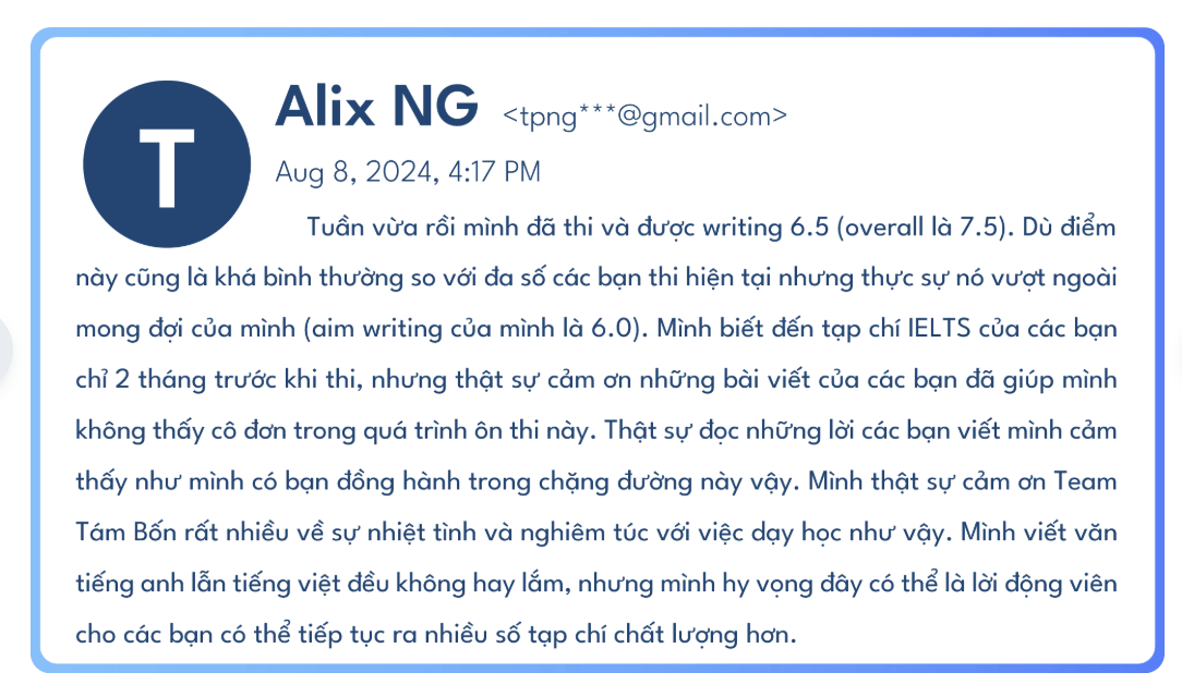 Cảm nhận của Alix NG về IELTS Insights