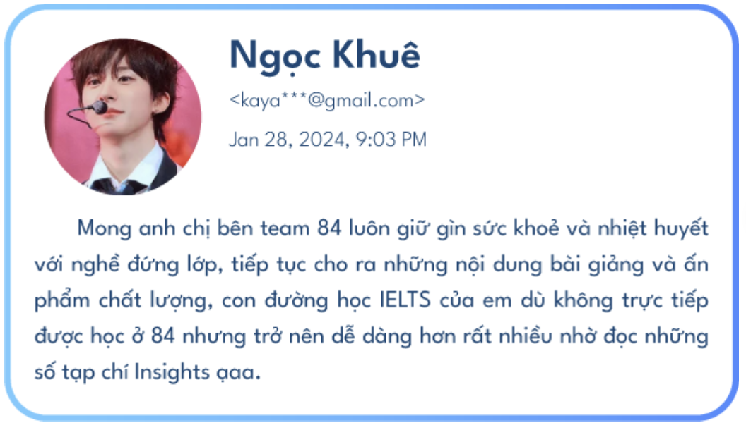 Cảm nhận của Ngọc Khuê về IELTS Insights