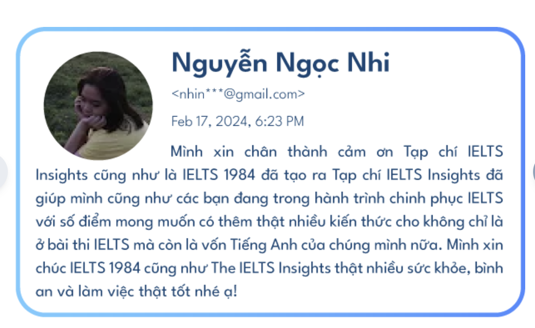 Cảm nhận của Nguyễn Ngọc Nhi về IELTS Insights