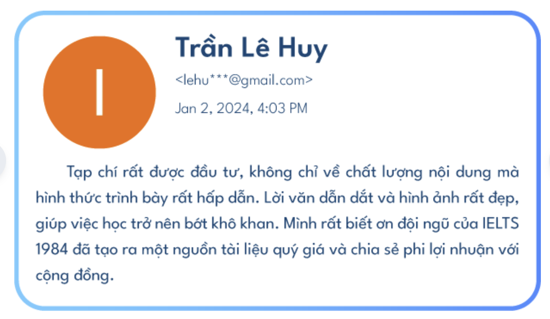 Cảm nhận của Trần Lê Huy về IELTS Insights